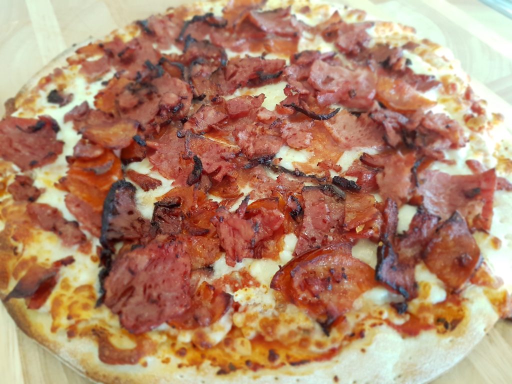Montreal style smoked meat and pepperoni pizza Mamajoun